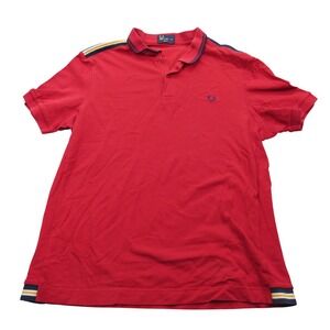 Fred Perry Men's Red Slim Fit Polo Shirt Laurel Wreath Logo Size XXL